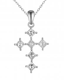 PRINCESS CUT CROSS DIAMOND PENDANT (TP2737)