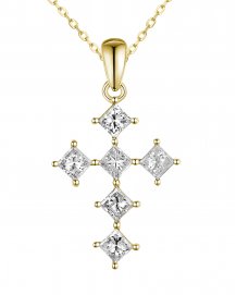 PRINCESS CUT CROSS DIAMOND PENDANT (TP2737)