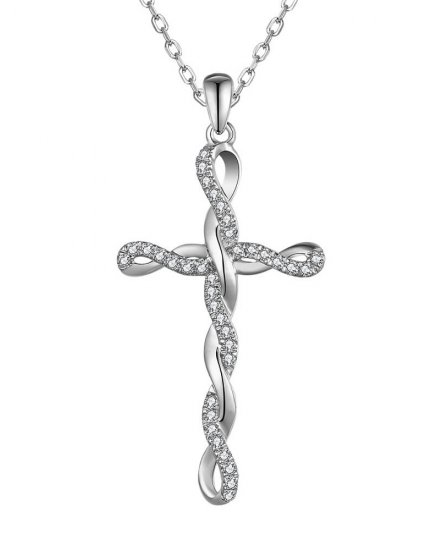 CRISS CROSS STYLE CROSS DIAMOND PENDANT (TP2738)