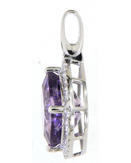 CUSHION AMETHYST DIAMOND PENDANT (TP2752)