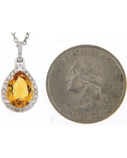 PEAR SHAPE CITRINE DIAMOND PENDANT (TP2754)