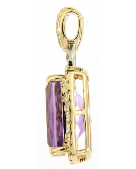 CUSHION AMETHYST DIAMOND PENDANT (TP2758)