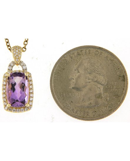 CUSHION AMETHYST DIAMOND PENDANT (TP2758)