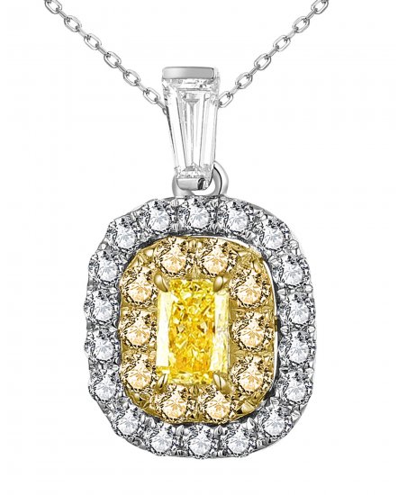 MULTI TONE EMERALD CUT DIAMOND PENDANT (TP2760)