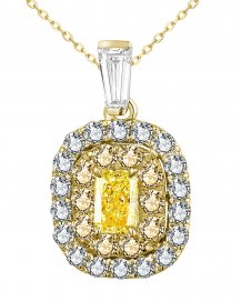 MULTI TONE EMERALD CUT DIAMOND PENDANT (TP2760)