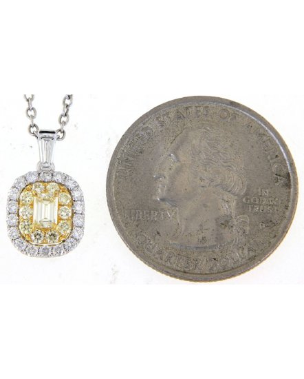 MULTI TONE EMERALD CUT DIAMOND PENDANT (TP2760)