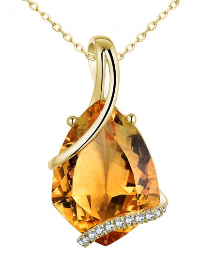 PEAR SHAPE CITRINE DIAMOND PENDANT (TP2764)