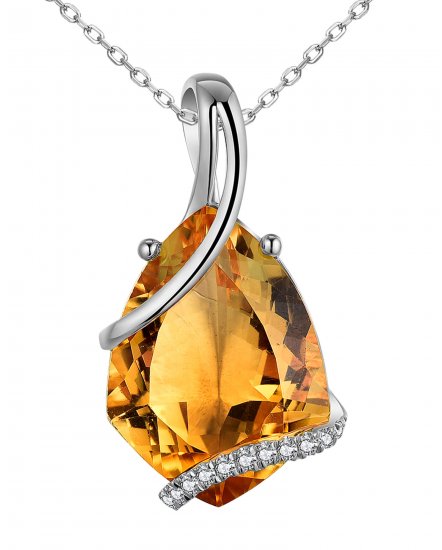 PEAR SHAPE CITRINE DIAMOND PENDANT (TP2764)
