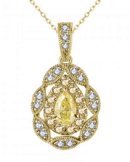 MULTI TONE PEAR DIAMOND PENDANT (TP2769)