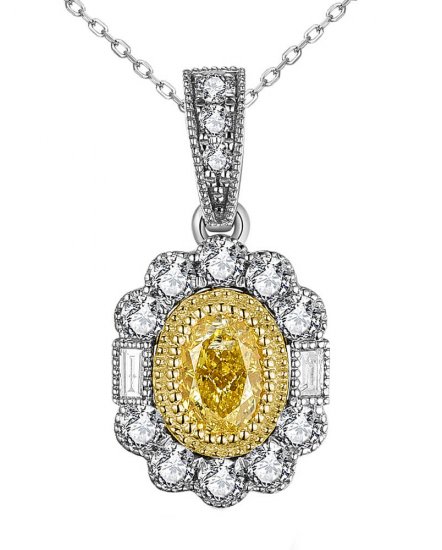 MULTI TONE OVAL DIAMOND PENDANT (TP2771)