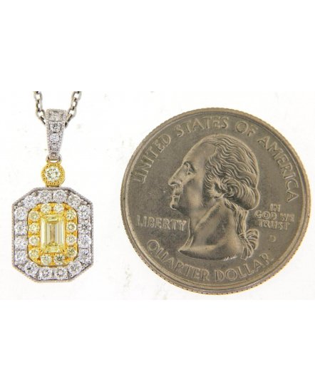 MULTI TONE EMERALD CUT DIAMOND PENDANT (TP2777)