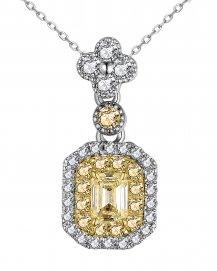 MULTI TONE EMERALD CUT DIAMOND PENDANT (TP2778)