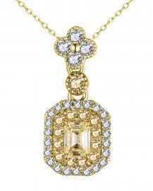 MULTI TONE EMERALD CUT DIAMOND PENDANT (TP2778)