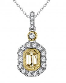 MULTI TONE EMERALD CUT DIAMOND PENDANT (TP2779)
