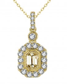 MULTI TONE EMERALD CUT DIAMOND PENDANT (TP2779)