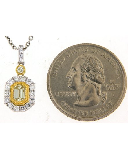 MULTI TONE EMERALD CUT DIAMOND PENDANT (TP2779)