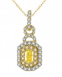 MULTI TONE EMERALD CUT DIAMOND PENDANT (TP2782)