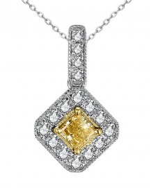 MULTI TONE  PRINCESS CUT DIAMOND PENDANT (TP2783)