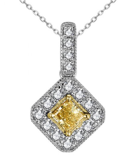 MULTI TONE  PRINCESS CUT DIAMOND PENDANT (TP2783)