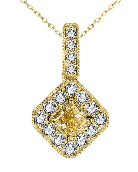 MULTI TONE  PRINCESS CUT DIAMOND PENDANT (TP2783)