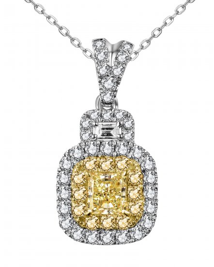 MULTI TONE PRINCESS CUT DIAMOND PENDANT (TP2796)