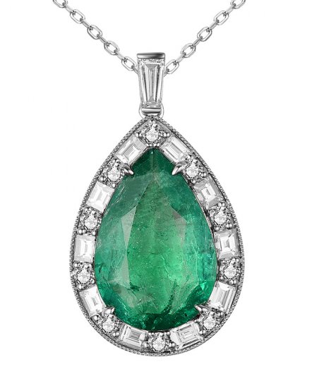 PEAR EMERALD DIAMOND PENDANT (TP2808)
