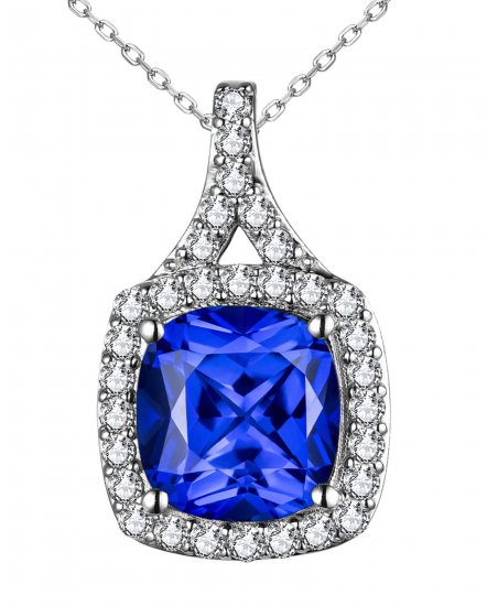 CUSHION SAPPHIRE DIAMOND PENDANT (TP2818)