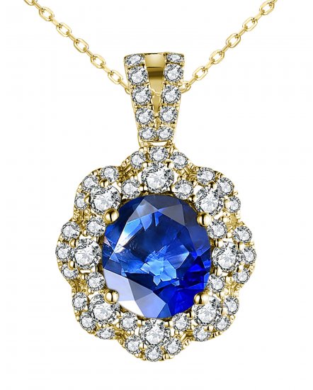 CUSHION SAPPHIRE DIAMOND PENDANT (TP2819)