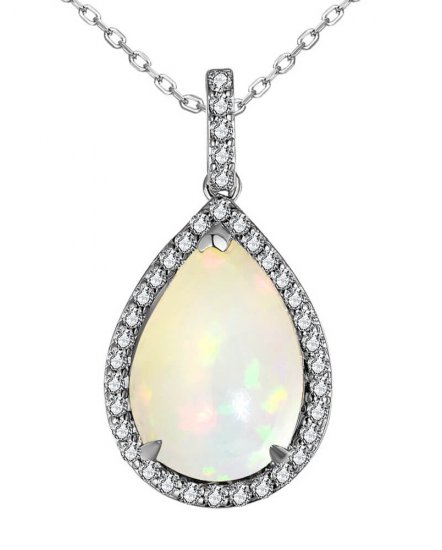 PEAR OPAL DIAMOND PENDANT (TP2839)