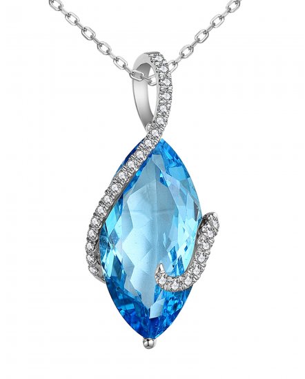 MARQUISE SWISS BLUE TOPAZ DIAMOND PENDANT (TP2892)
