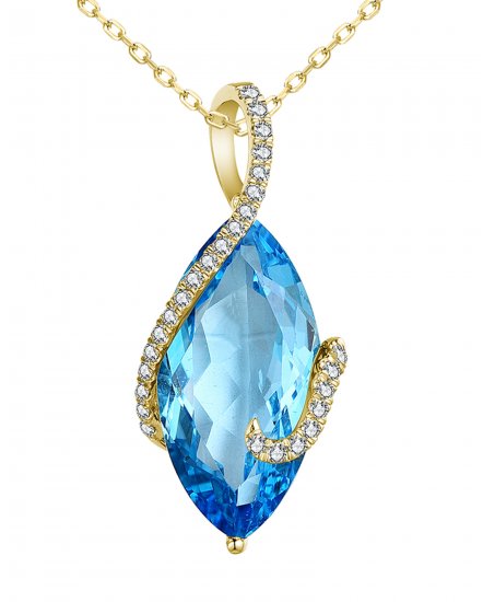 MARQUISE SWISS BLUE TOPAZ DIAMOND PENDANT (TP2892)