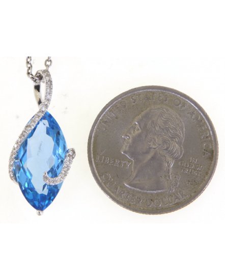 MARQUISE SWISS BLUE TOPAZ DIAMOND PENDANT (TP2892)