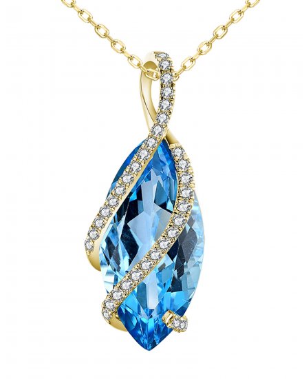 MARQUISE SWISS BLUE TOPAZ DIAMOND PENDANT (TP2893)