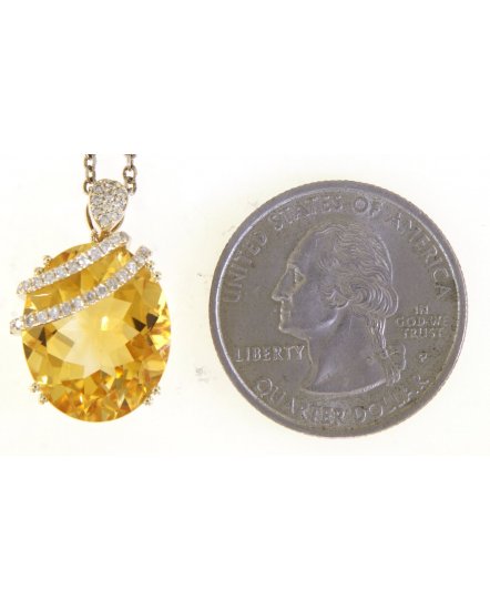 OVAL SHAPE CITRINE DIAMOND PENDANT (TP2903)