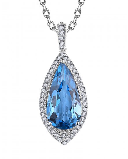 PEAR SHAPE LONDON BLUE TOPAZ DIAMOND PENDANT (TP2935)