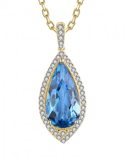 PEAR SHAPE LONDON BLUE TOPAZ DIAMOND PENDANT (TP2935)