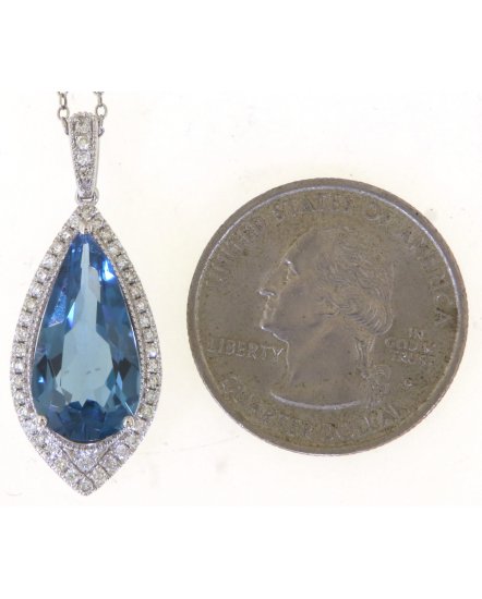 PEAR SHAPE LONDON BLUE TOPAZ DIAMOND PENDANT (TP2935)