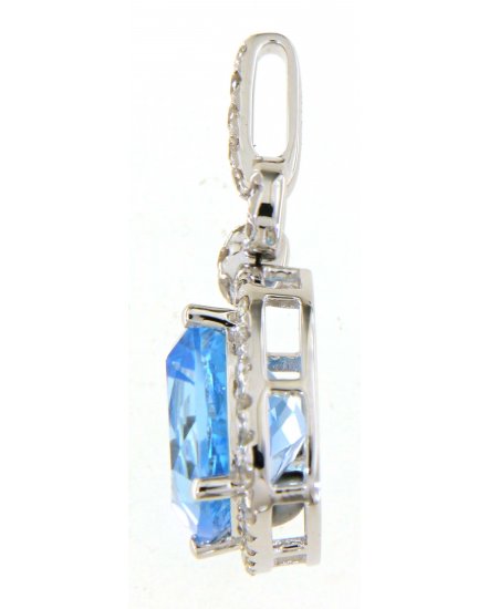 CUSHION SWISS BLUE TOPAZ DIAMOND PENDANT (TP2950)