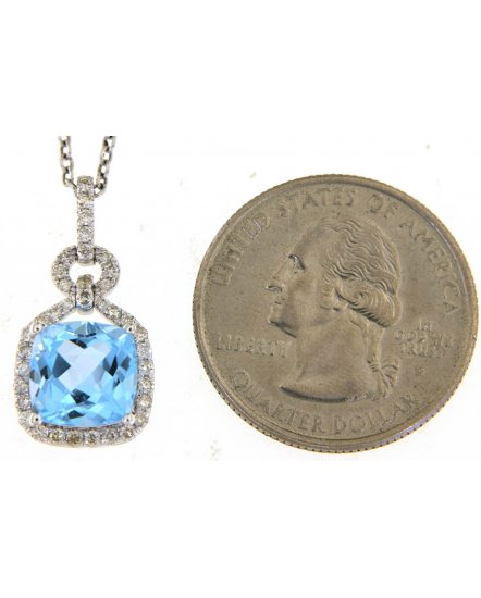 CUSHION SWISS BLUE TOPAZ DIAMOND PENDANT (TP2950)