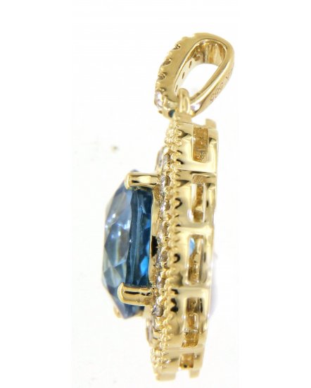 ROUND SWISS BLUE TOPAZ DIAMOND PENDANT (TP2952)