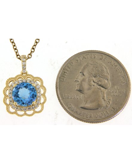 ROUND SWISS BLUE TOPAZ DIAMOND PENDANT (TP2952)