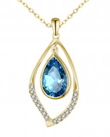 PEAR SWISS BLUE TOPAZ DIAMOND PENDANT (TP2959)