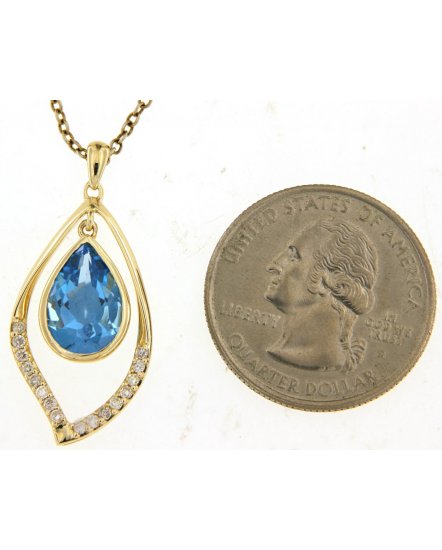 PEAR SWISS BLUE TOPAZ DIAMOND PENDANT (TP2959)