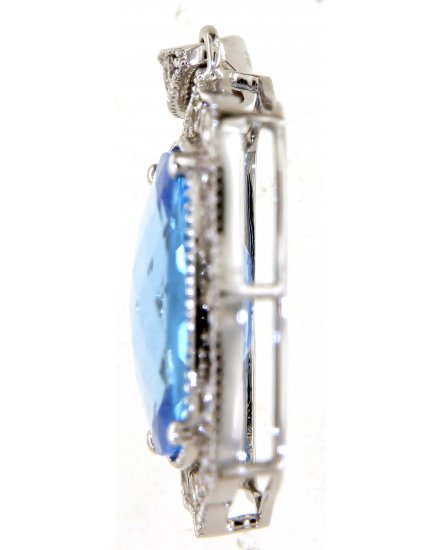 CUSHION SWISS BLUE TOPAZ DIAMOND PENDANT (TP2960)