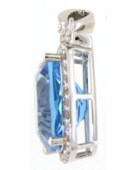 CUSHION SWISS BLUE TOPAZ DIAMOND PENDANT (TP2962)