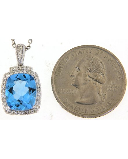 CUSHION SWISS BLUE TOPAZ DIAMOND PENDANT (TP2962)