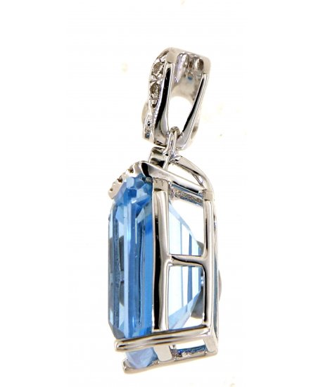 EMERALD CUT SWISS BLUE TOPAZ DIAMOND PENDANT (TP2964)