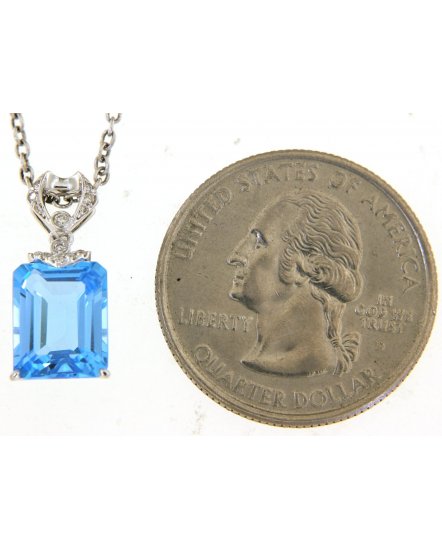EMERALD CUT SWISS BLUE TOPAZ DIAMOND PENDANT (TP2964)
