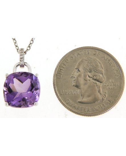 CUSHION AMETHYST DIAMOND PENDANT (TP2966)