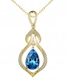 PEAR SWISS BLUE TOPAZ DIAMOND PENDANT (TP2971)